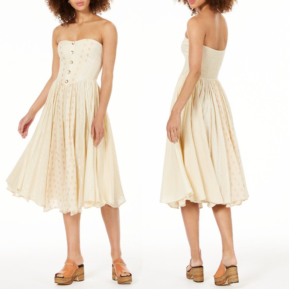 NEW Free People Amanda Strapless Midi Dress $228 - Picture 6 of 13